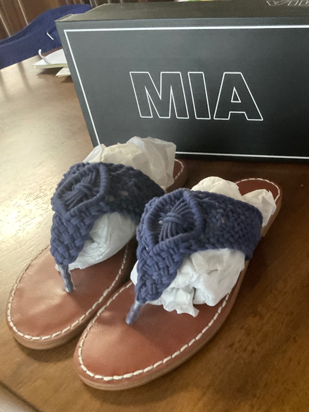 Mia navy blue sandals size9, new